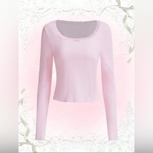 ROMWE Contrast Lace Crop Tee XS